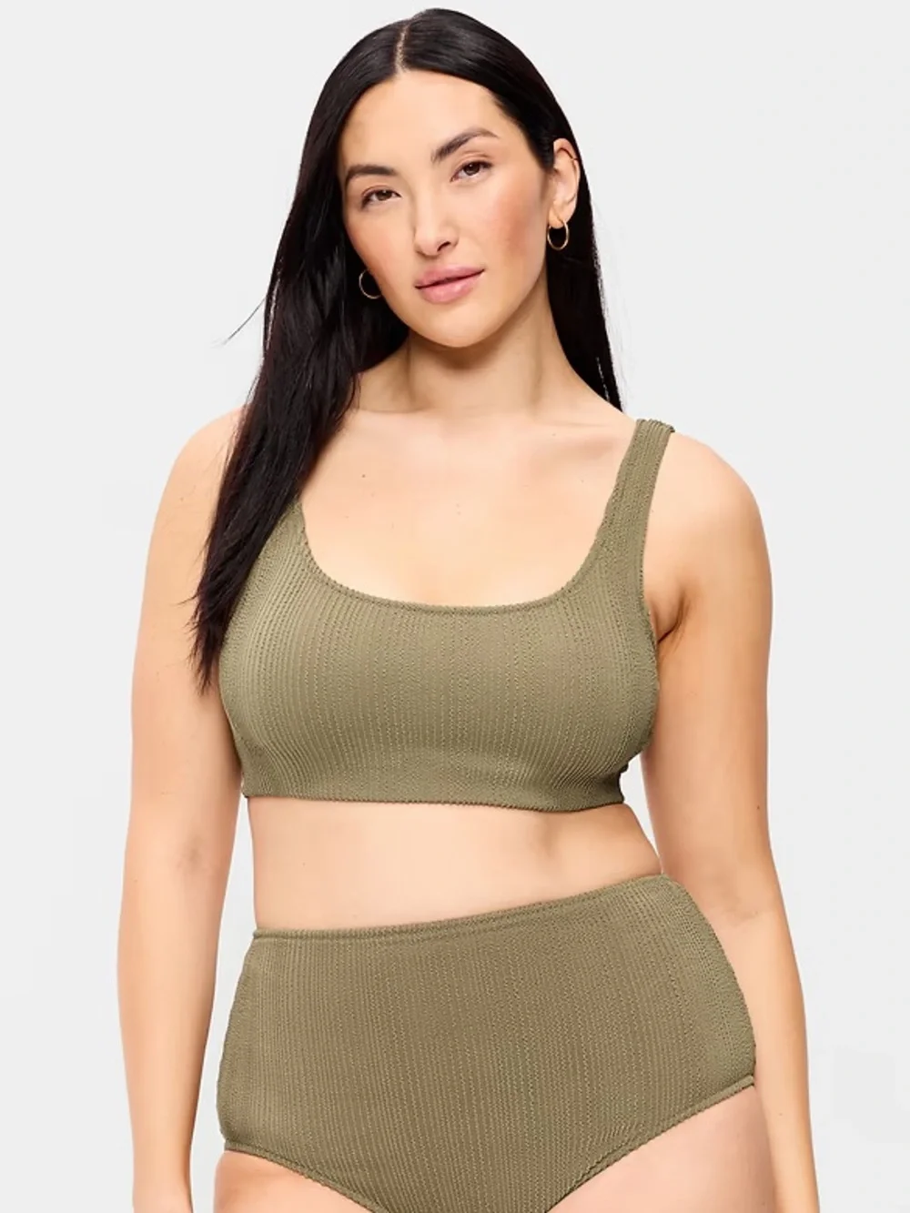 Ribbed Scoop Bralette Set in Olive